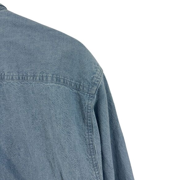 Carhartt Large Denim Button Up Long Sleeve Shirt Cotton Blue Mens - Picture 14 of 16